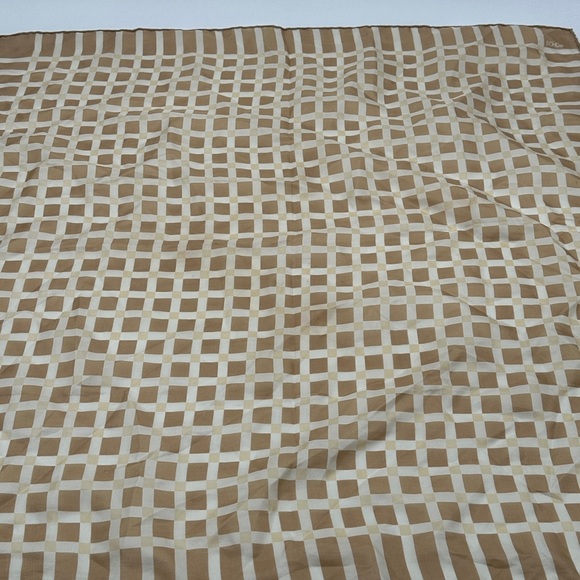 VTG Echo Square Scarf 100% Silk Brown Geometric Scarf Made in Japan 27” X 27” - Picture 2 of 7